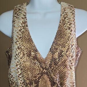 Boston Proper V-Neck SEQUIN Snake Print Dress NWOT Size 0